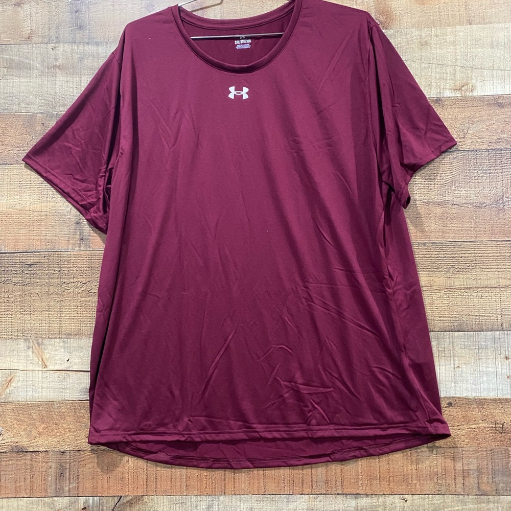 Under Armour Mens Short Sleeve Maroon Tee size 3XL 1376842